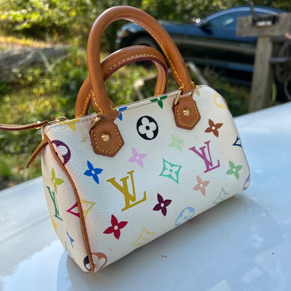 Authentic Louis Vuitton Mini Nano Speedy Monogram Multicolor Sac Bag HL White - Picture 1 of 16
